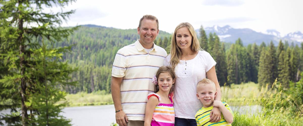 Family in the woods