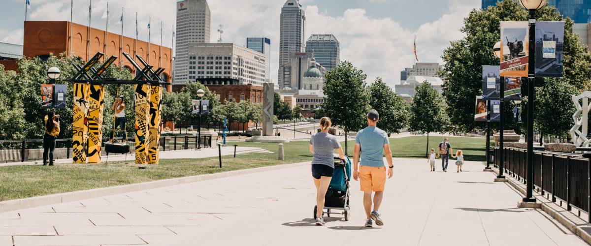 Family walking in Indianapolis