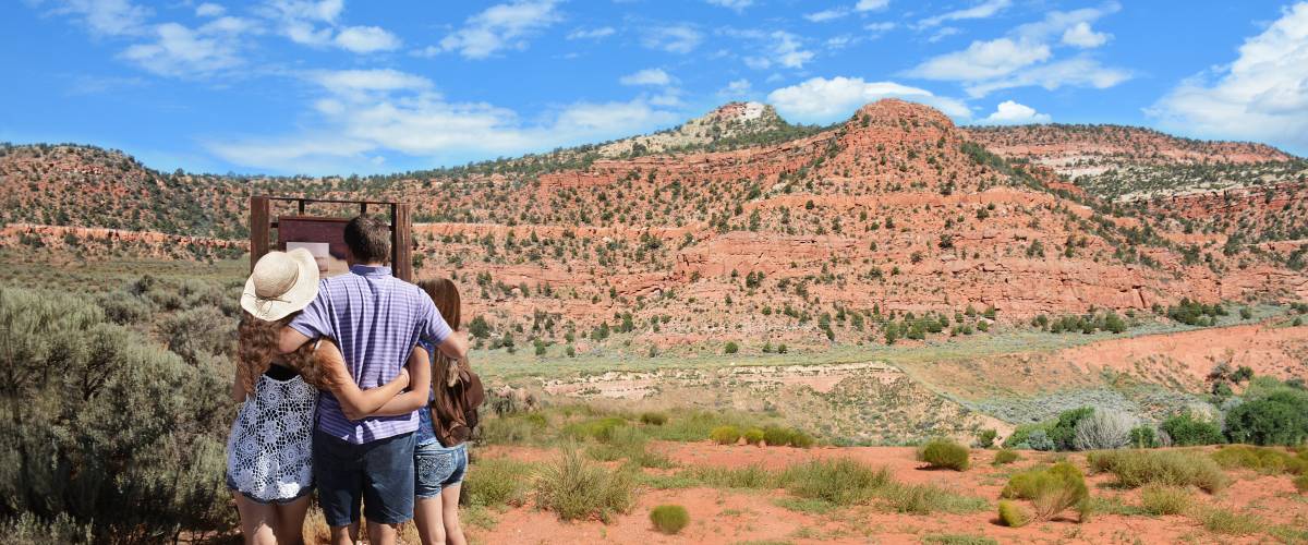 Family hiking in New Mexico