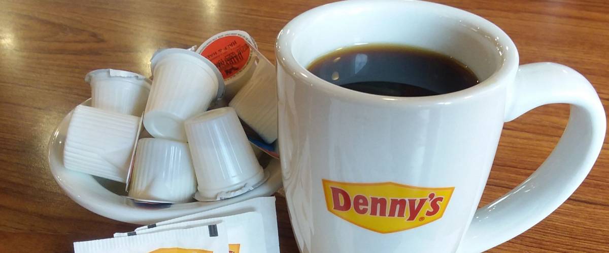 Coffee and creamers served at a Denny's restaurant in Murrieta, CA, Feb. 12, 2018.