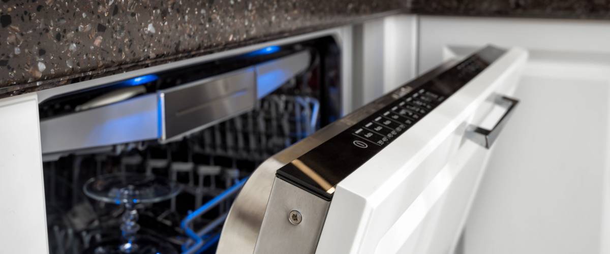 Modern kitchen interior with dishwasher