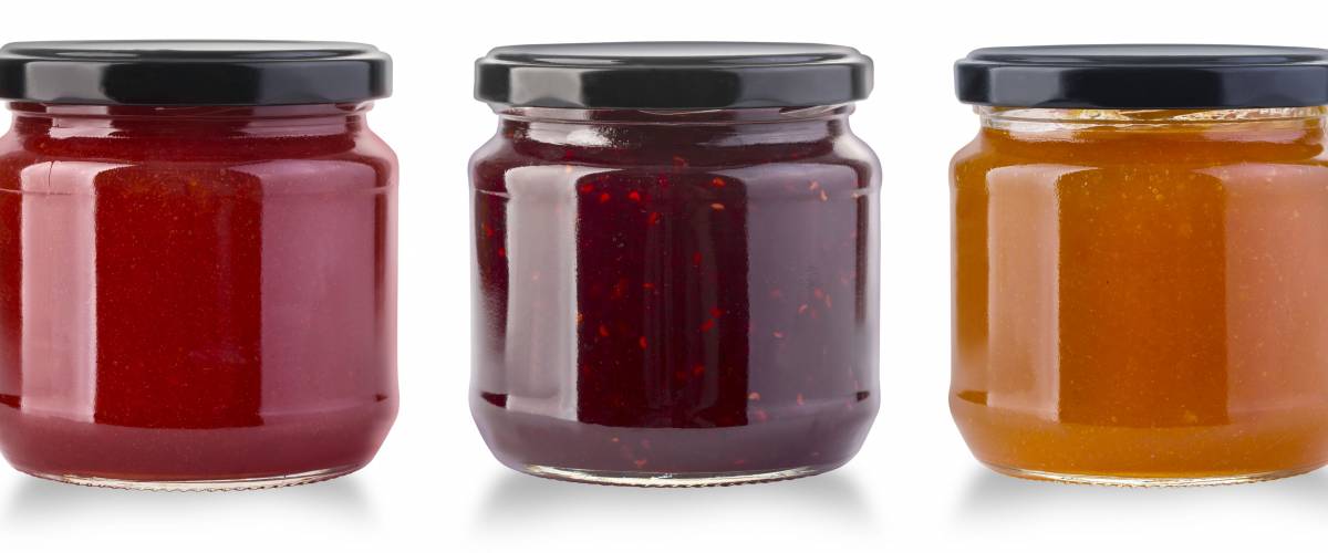 Jam jar isolated on white background