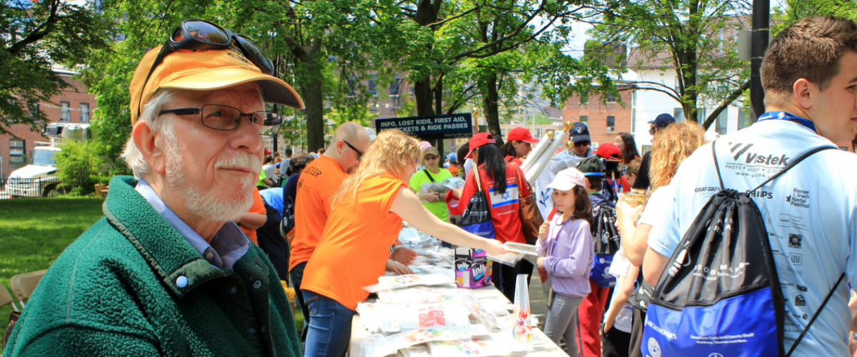 Volunteer at an event outdoors