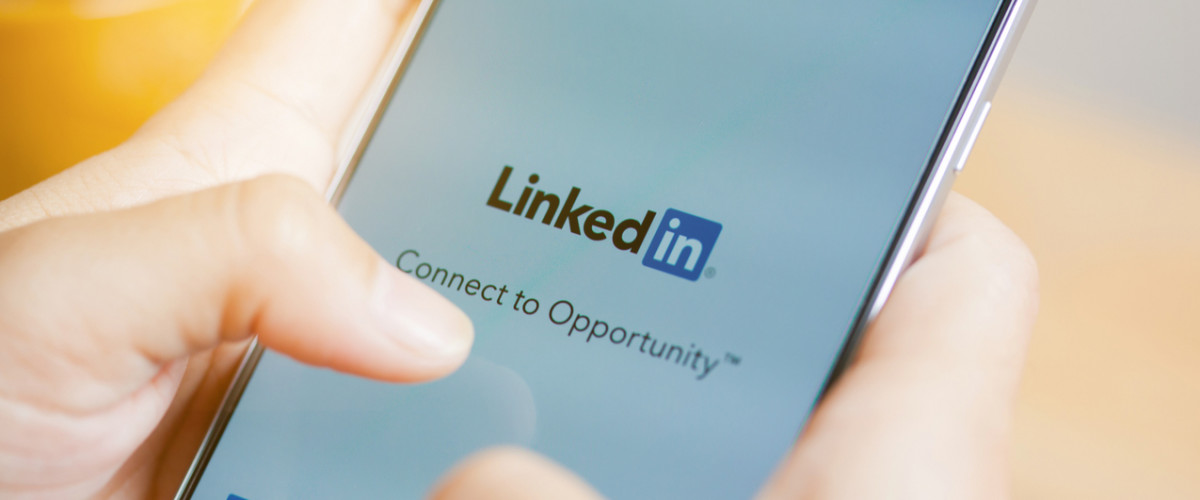 LinkedIn splash screen on a mobile phone