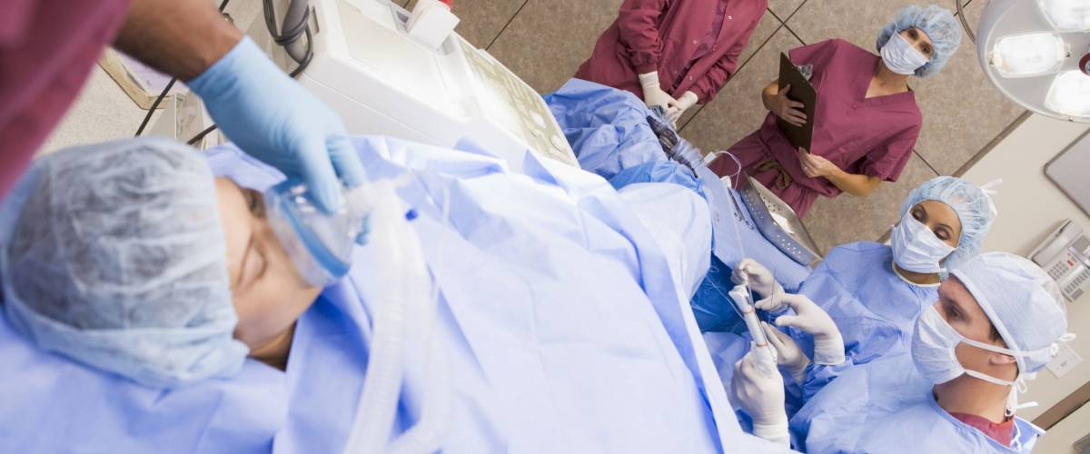 Patient undergoing egg retrieval procedure in theatre