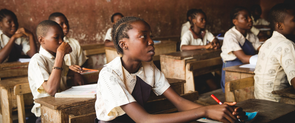Classroom and students in developing country