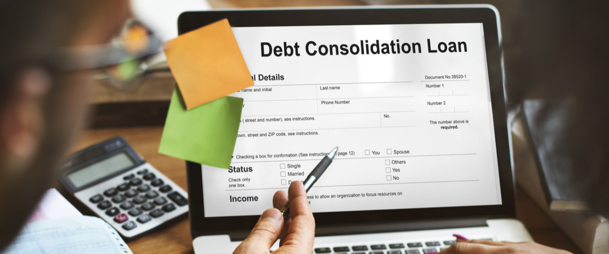 Debt consolidation loan concept