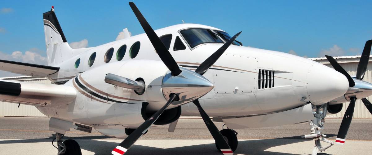 Twin engine airplane on the tarmac