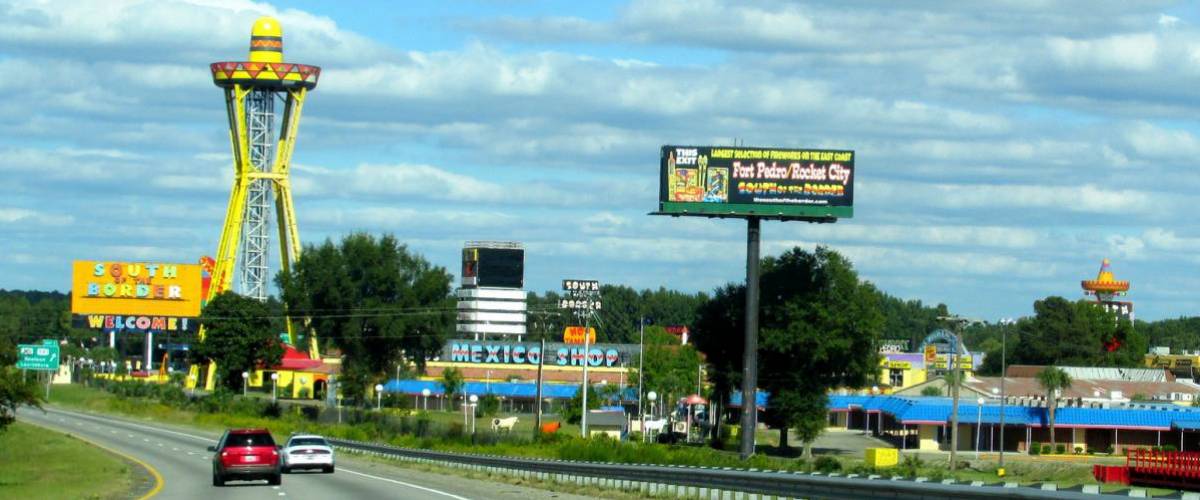 South of the Border tourist attraction on Interstate 95 in South Carolina just over the state line from North Carolina