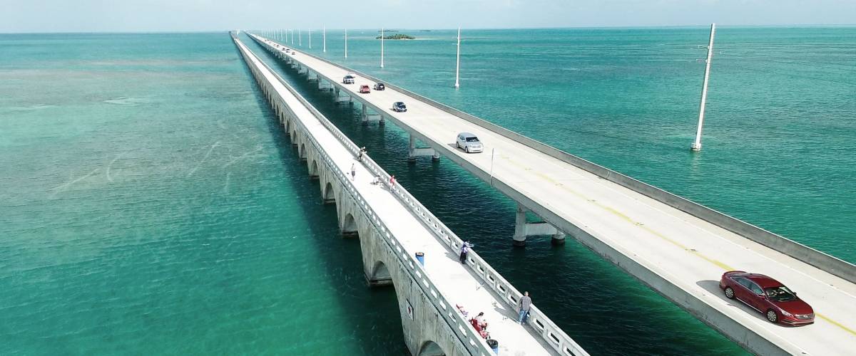 Aerial view of Bridge connecting Keys, Florida.