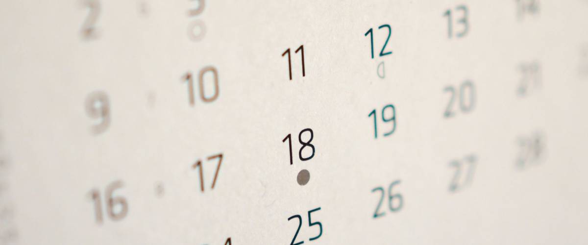 Detail of a calendar page with dates