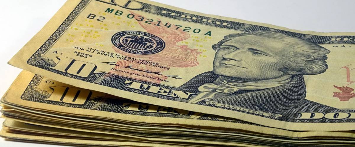 A pack of 10 dollar bills
