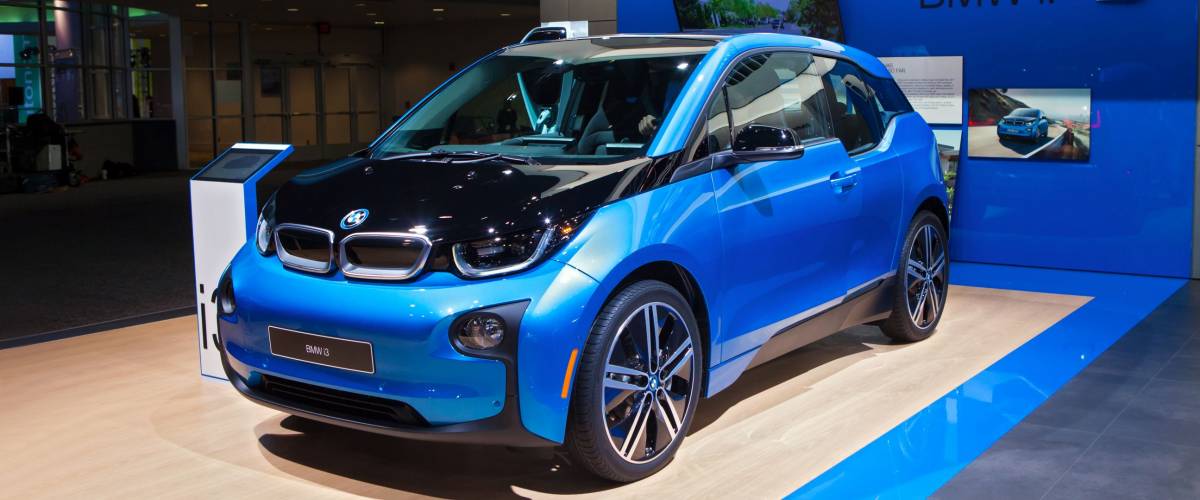 DETROIT - JANUARY 9: The 2018 BMW i3 electric vehicle on display at the North American International Auto Show media preview January 9, 2017 in Detroit, Michigan.