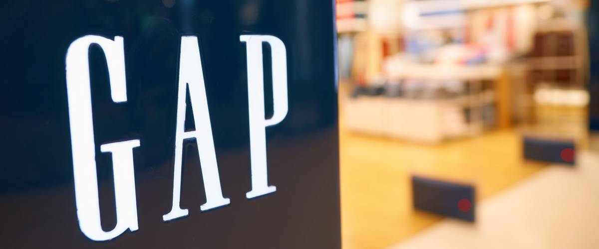 HONG KONG - CIRCA SEPTEMBER, 2016: close up shot of GAP sign in Hong Kong. GAP is an American worldwide clothing and accessories retailer.