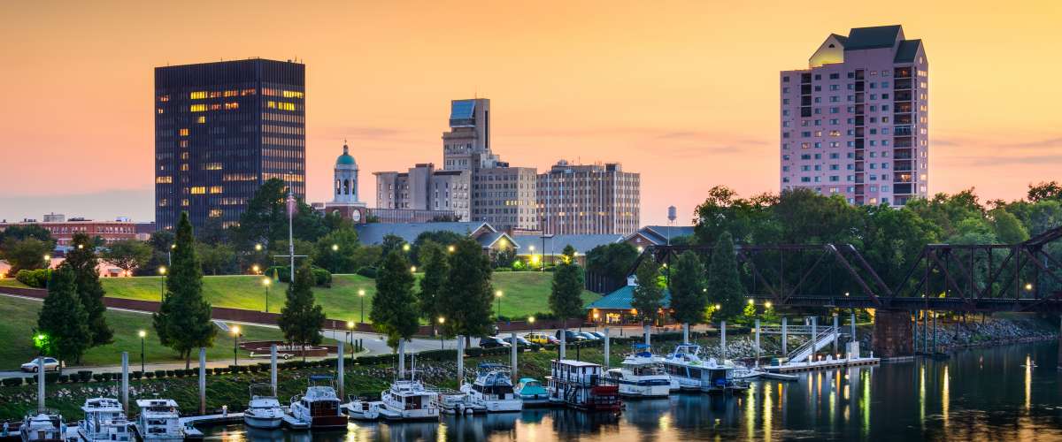 Augusta, Georgia skyline at dusk