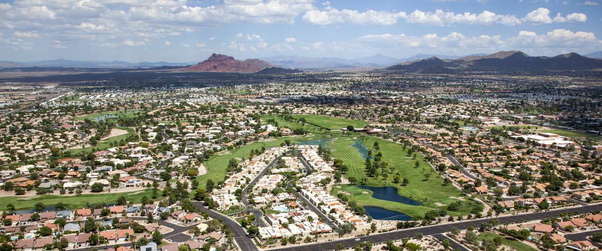 Beautiful golf course near Red Mountain in east Mesa, Arizona