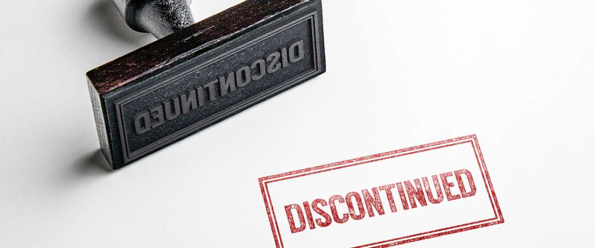 rubber stamp that says discontinued