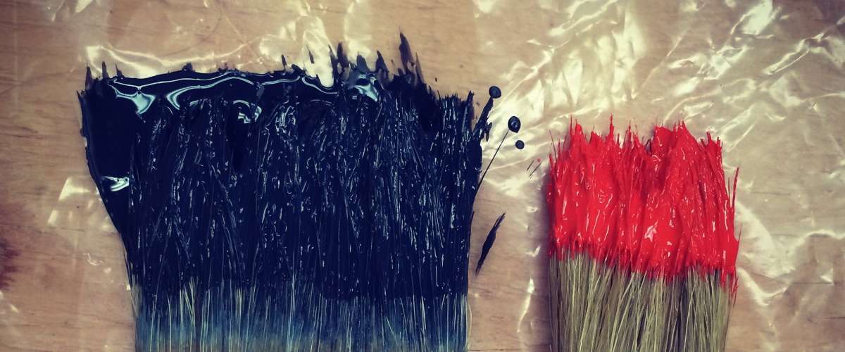 paint brushes on plastic