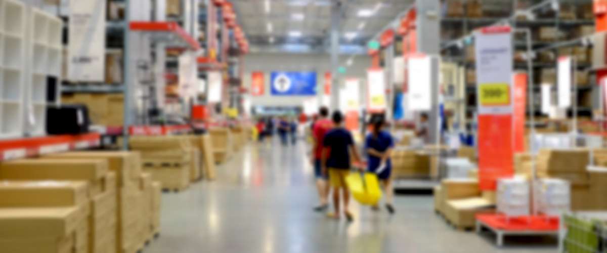 Box blurred warehouse department at hardware store