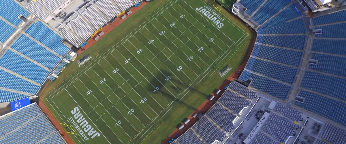 JACKSONVILLE - AUGUST 18: Aerial photo of the Everbank Field Stadium home to the Jacksonville Jaguars located at 1 Everbank Field Dr August 18, 2016 in Jacksonville FL, USA