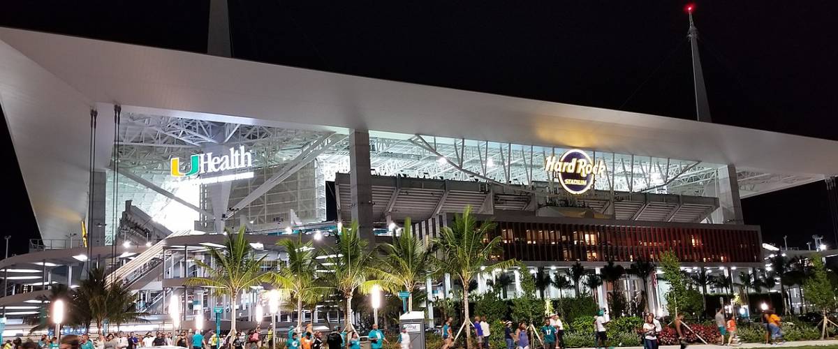 Hard Rock Stadium, August 2017, Miami Gardens, Florida Home football field for Miami Dolphins (NFL) and Miami Hurricanes (NCAA)