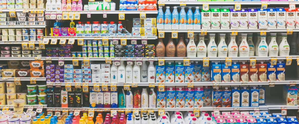 grocery store shelves refrigerator section