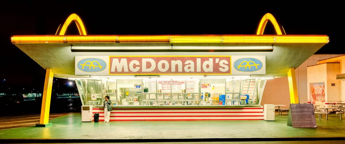 LOS ANGELES, USA - MARCH 31: The oldest operating McDonald's restaurant in the world in Downey, Los Angeles, California, USA on March 31, 2013. It opened on August 18, 1953.