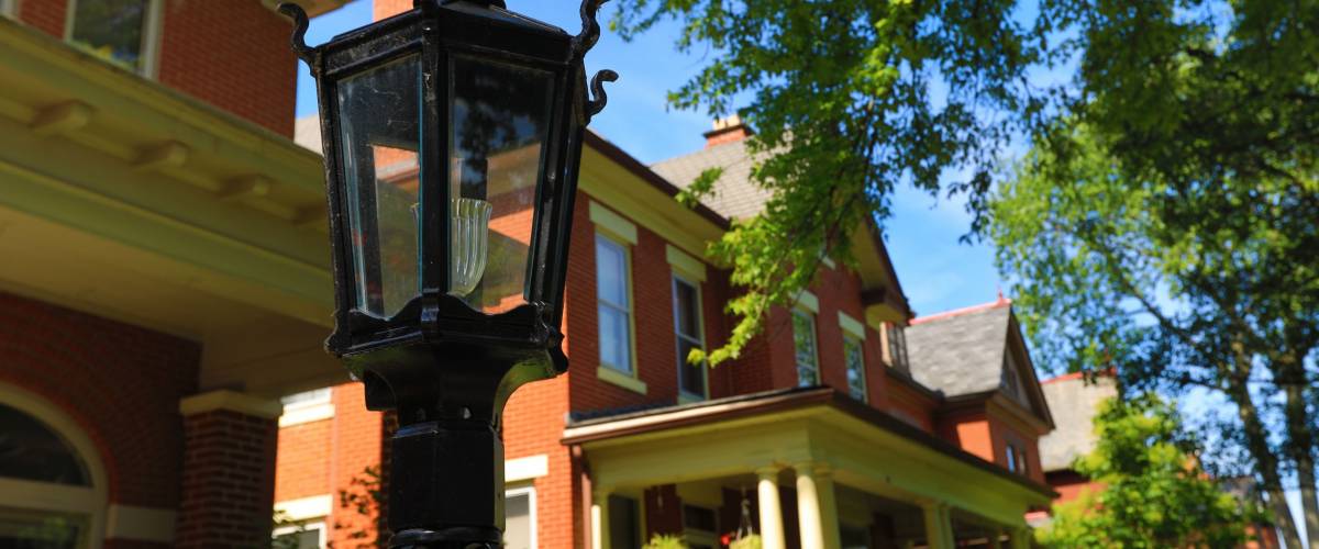 German Village, just south of downtown Columbus, Ohio, is known for beautiful brick homes and lush gardens
