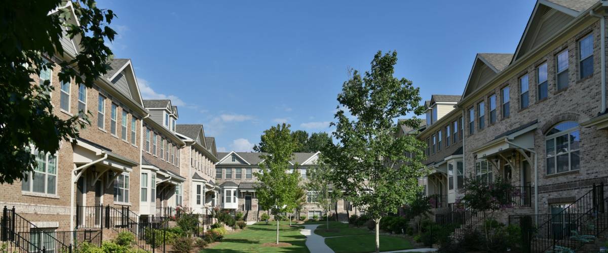Typical townhouses on Georgia suburbs with a courtyard in the middle