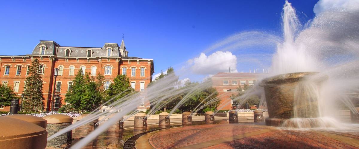 View of the fountain in the campus of Purdue University, West Lafayette, Indiana