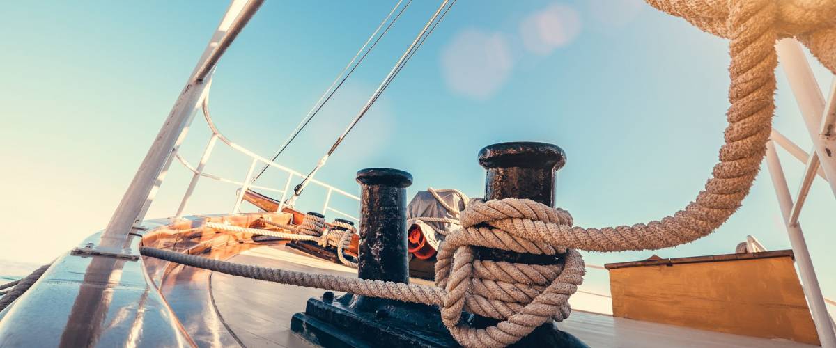Luxury yacht tackle during the ocean voyage