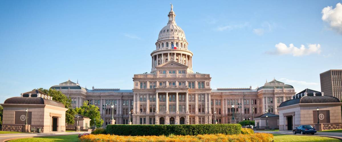 The Texas State Capitol Building in downtown Austin, Texas. Austin is the capital city of Texas.