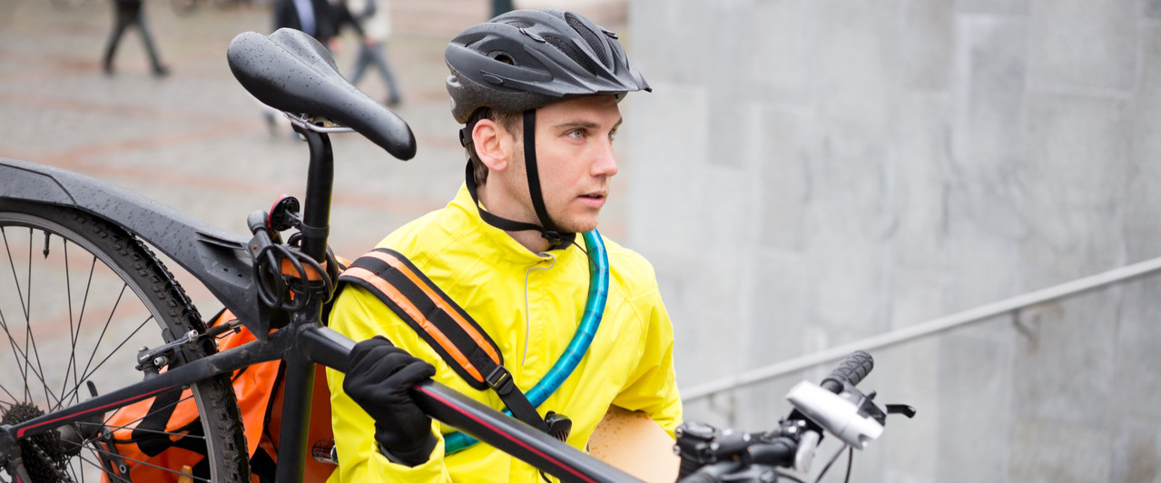 Young male bike messenger