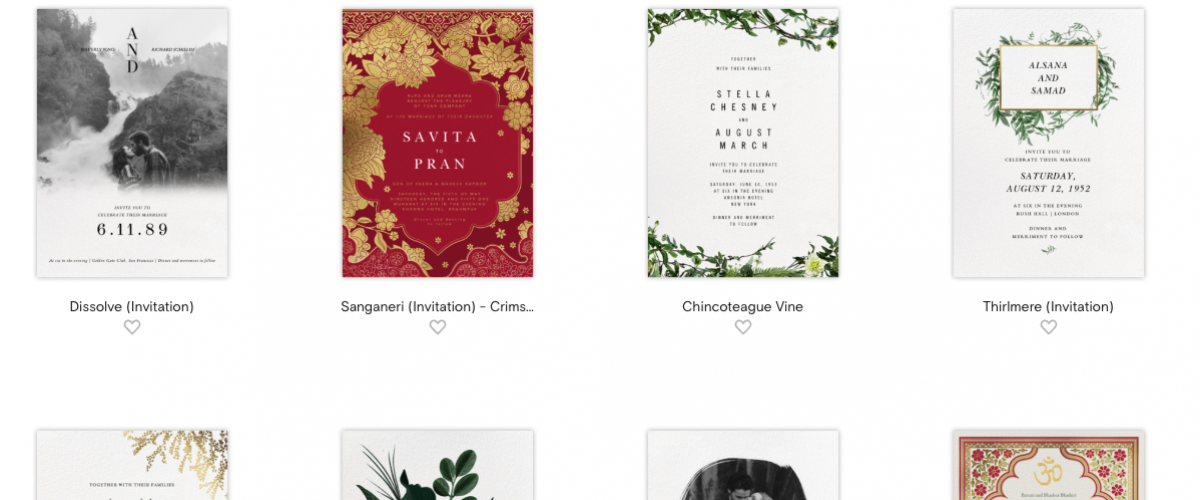 A collection of different online invitations from Paperless Post
