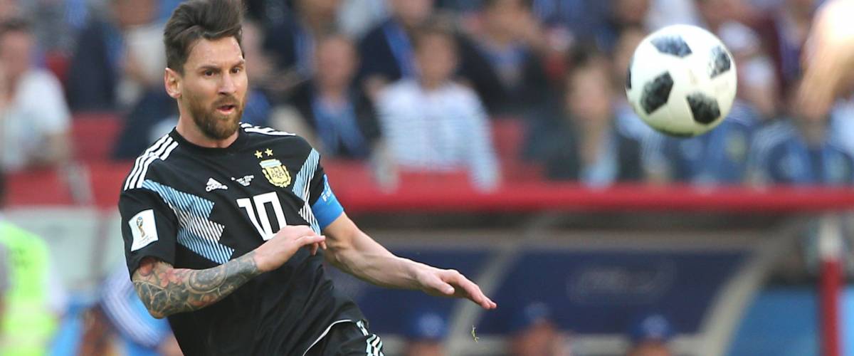 16.06.2018. Moscow, Russian: Lionel Messi in action during the match Fifa World Cup Russia 2018, Group D, football match between Argentina v Iceland in Spartak Stadium in Moscow.