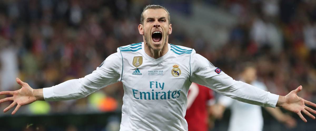 KYIV, UKRAINE - MAY 26: Gareth Bale in action during the UEFA Champions League final match between Real Madrid vs Liverpool FC , at the NSC Olimpiyskiy stadium in Kiev, on 26 May 2018.