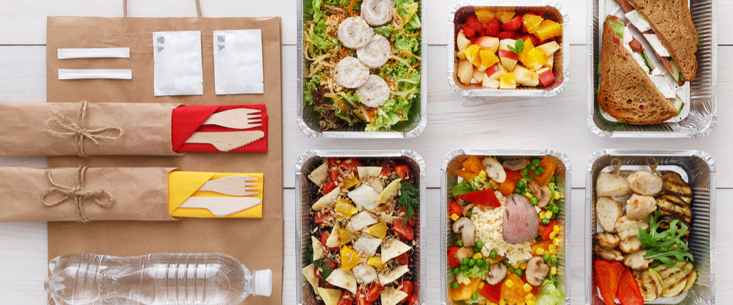 Healthy food packaged into portions