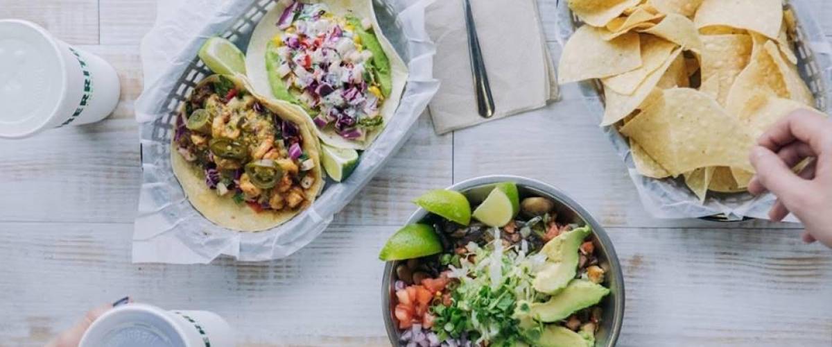 Überrito nachos and tacos