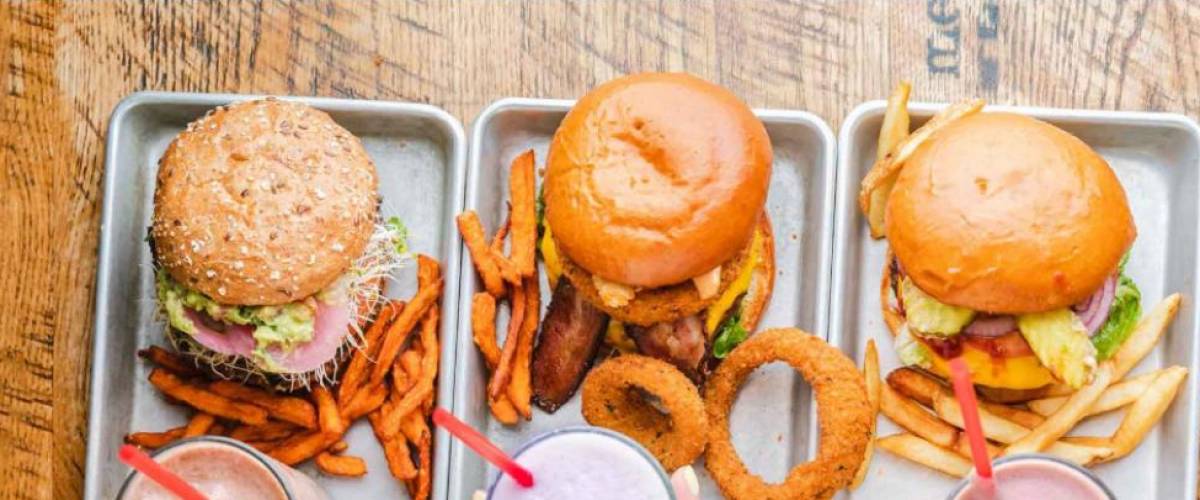 Three burgers from Bareburger