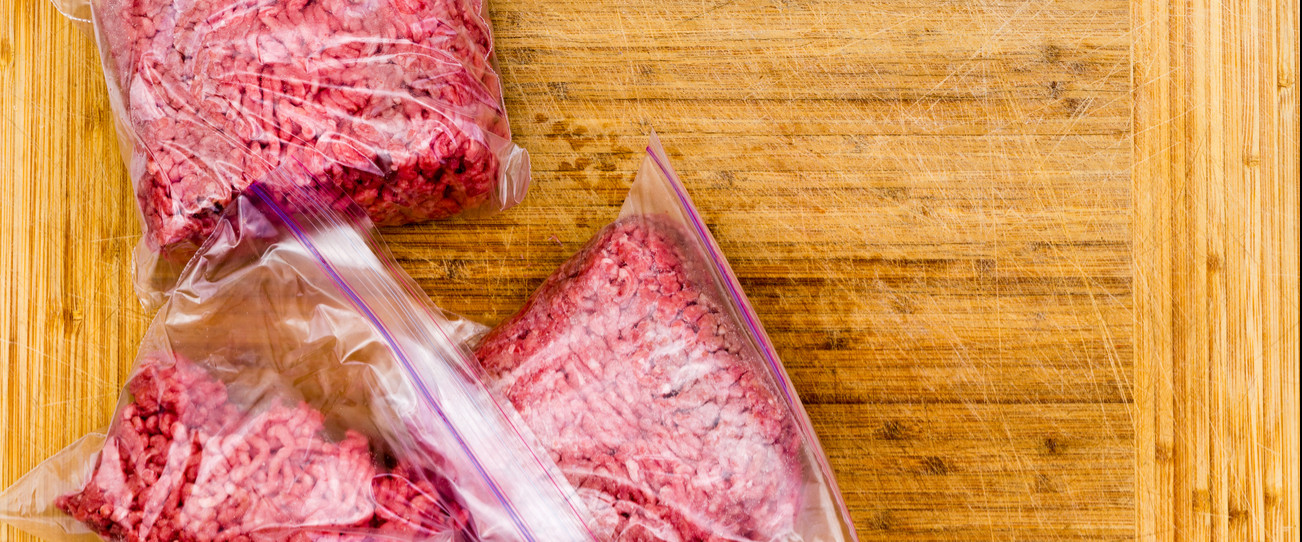 Ground beef ready to be frozen