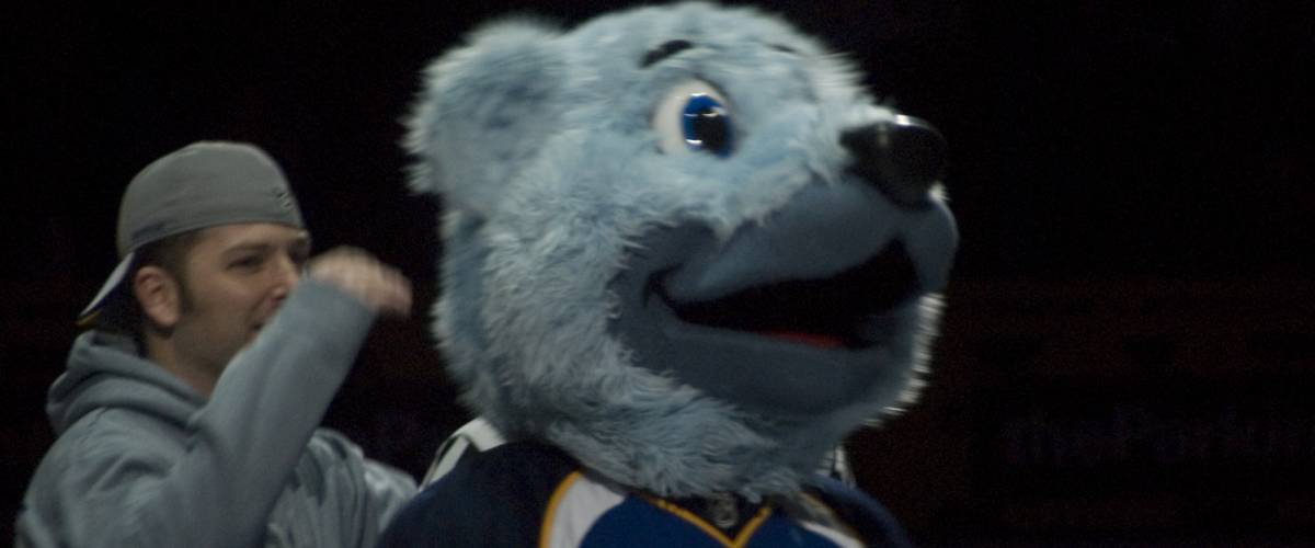 St.Louis Blues mascot Louie, at the arena in St. Louis