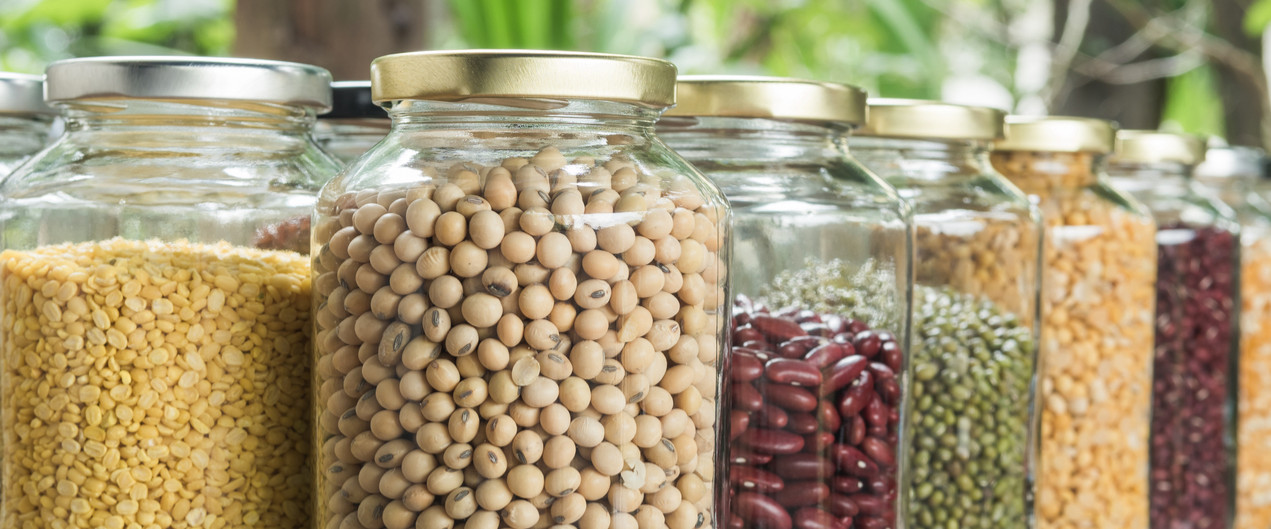 Dried beans in jars