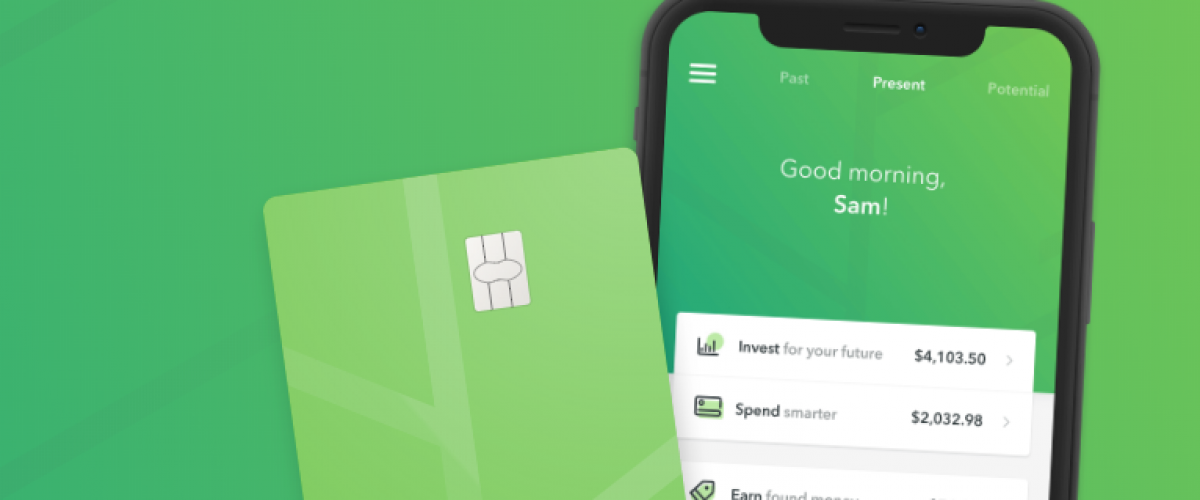 Concept of Acorns app and Acorns debit card.
