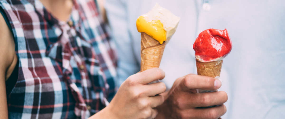 Couple eating ice cream