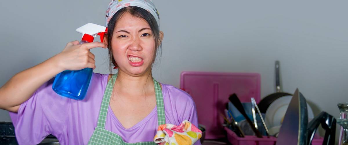 woman maid angry at work