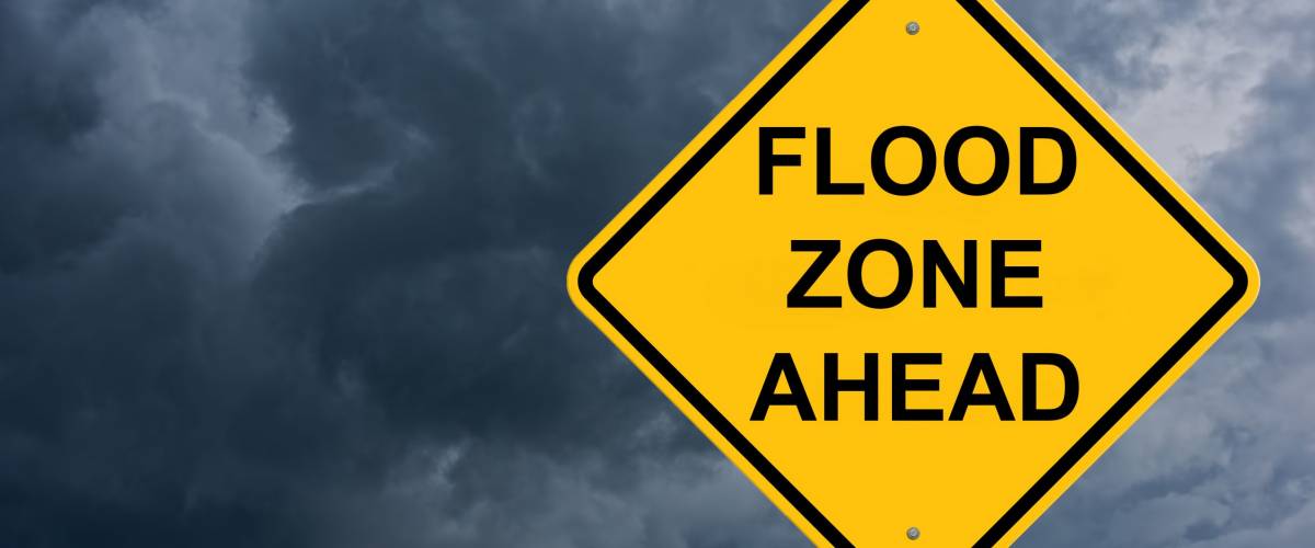 Flood Zone Ahead Caution Sign