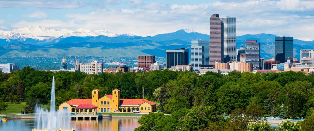 Denver Colorado downtown with City Park