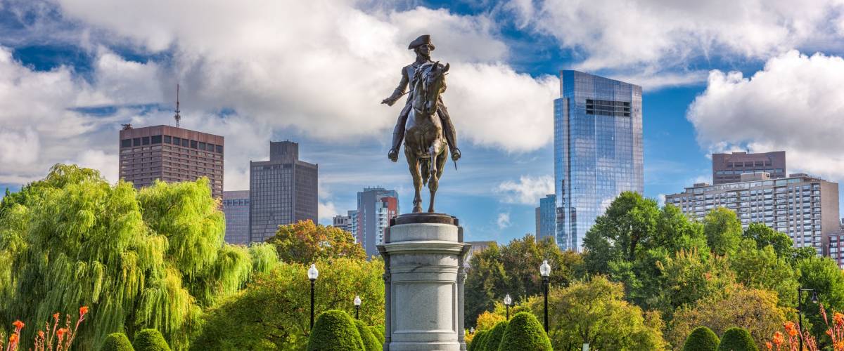George Washington Monument at Public Garden in Boston, Massachusetts.