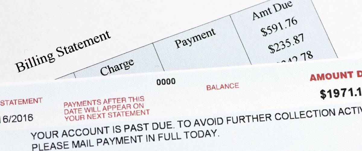 Hypothetical hospital bill that is past due. Document created by photographer.