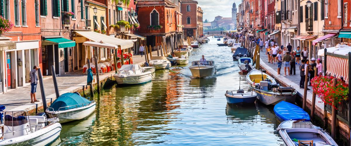 Venice Italy canal with boats